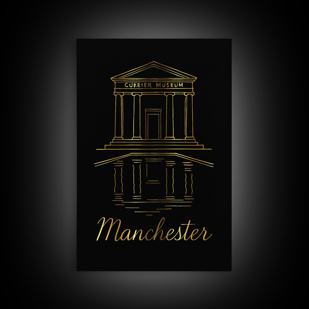 Manchester Travel Poster, Framed Canvas Print, Dark Minimalist Wall Art, Manchester City Art, Travel Wall Decor, Mid Century Wall Art