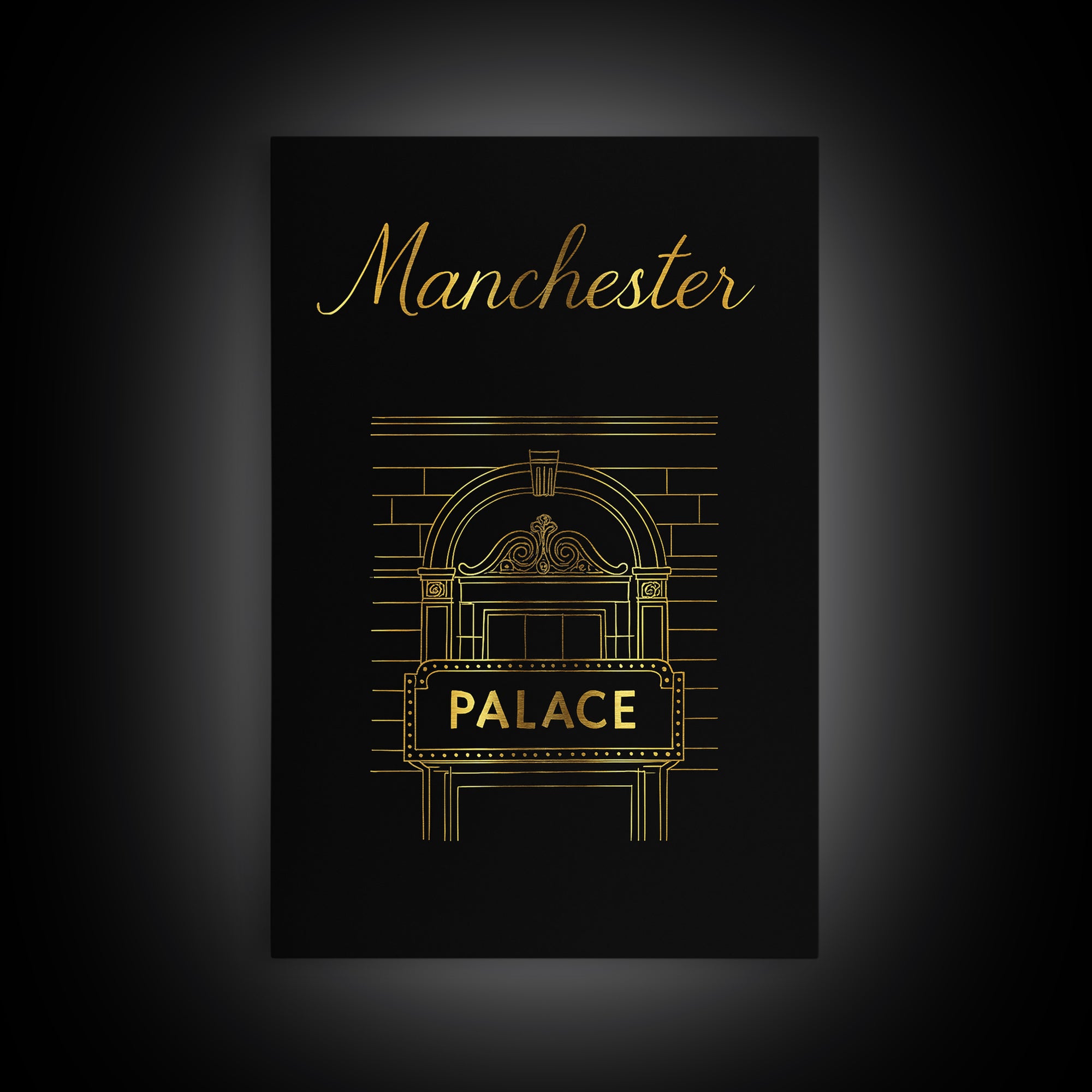 Manchester Travel Poster, Canvas Print, Minimalist Gold Line Art, Manchester Travel Art, Travel Wall Art, Vintage City Art, Poster Art