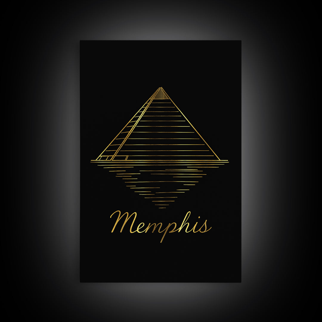 Memphis Travel Poster, Canvas Print, Minimalist Gold Line Art, Memphis Travel Art, City Travel Prints, City Art Print, Modern Wall Decor