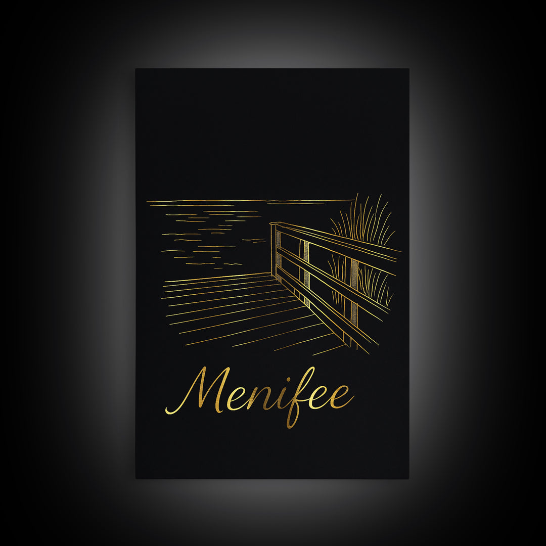 Menifee California Travel Poster, Canvas Print, Black Gold Minimalist Art, Menifee Travel Art, Travel Poster Set, Wall Decor, Travel Decor