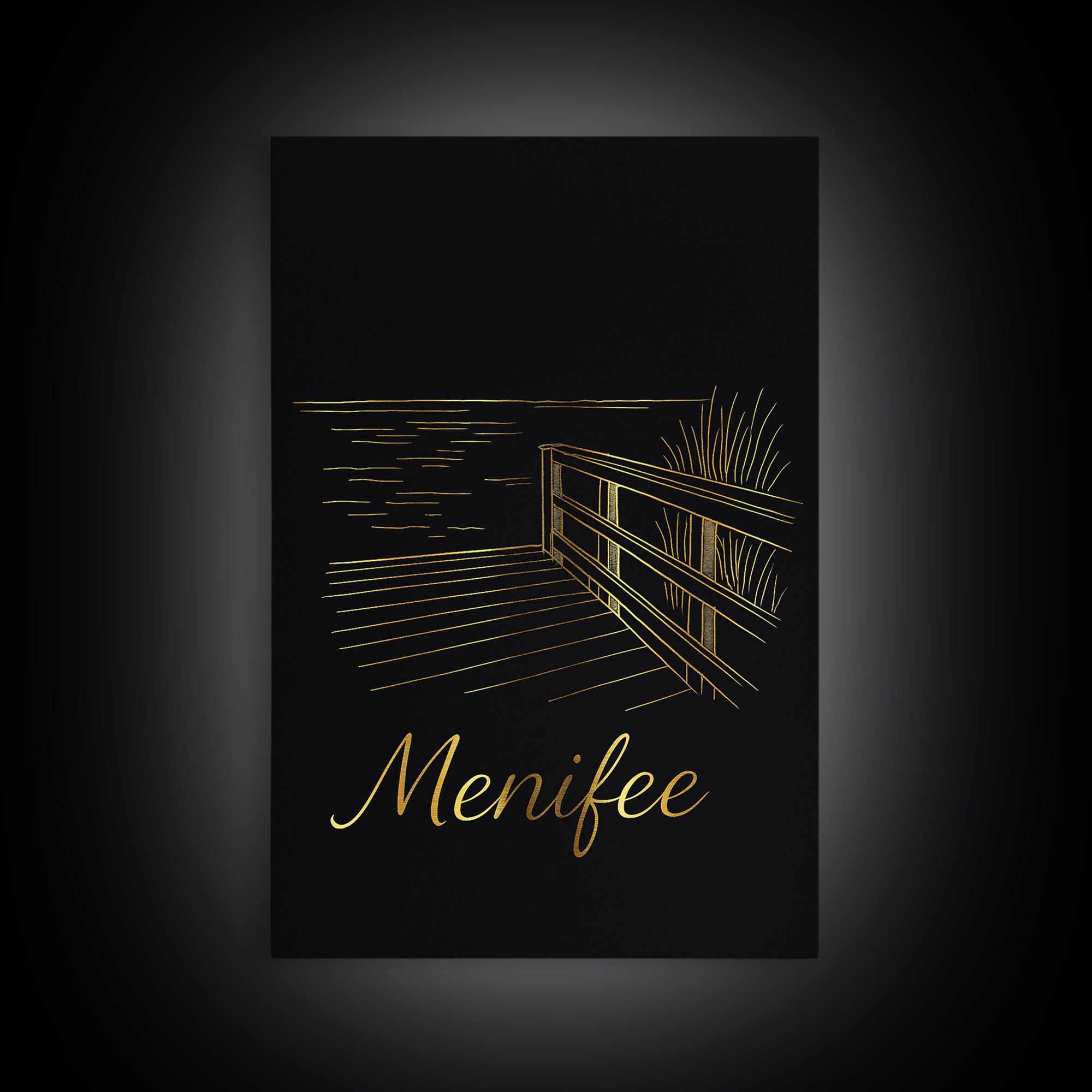 Menifee California Travel Poster, Canvas Print, Black Gold Minimalist Art, Menifee Travel Art, Travel Poster Set, Wall Decor, Travel Decor