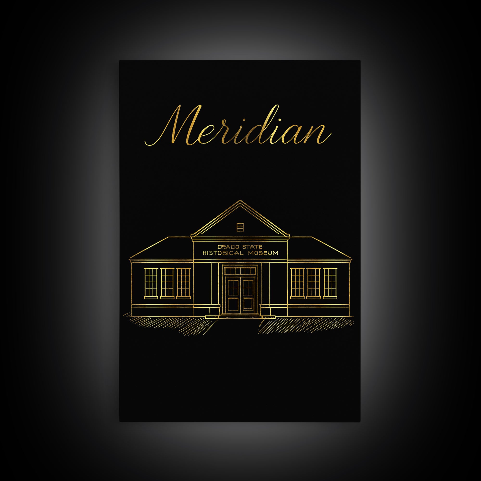 Meridian Travel Poster, Framed Canvas Print, Minimalist Gold Line Art, Meridian Art Print, Vintage City Art, Travel Poster Set