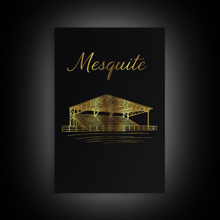 Mesquite Travel Poster, Framed Canvas Print, Minimalist Gold Line Art, Mesquite Art Print, Home Office Decor, Travel Art Print