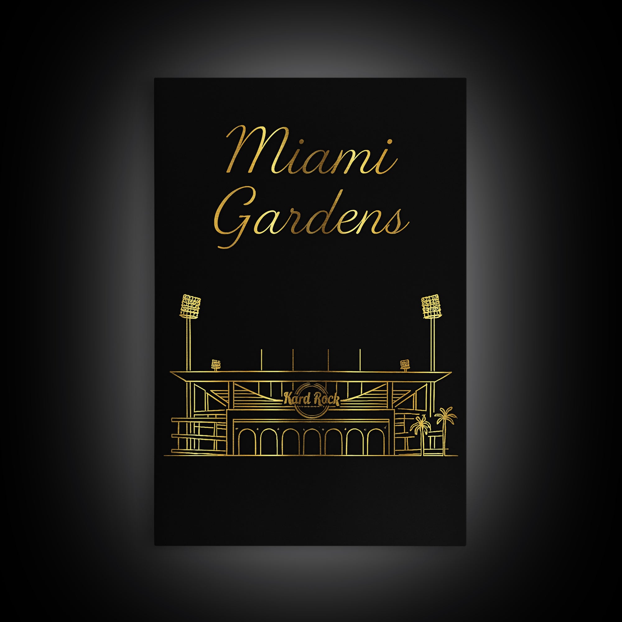 Miami Gardens Florida Travel Poster, Canvas Print, Dark Minimalist Wall Art, Miami Gardens Print, Wanderlust Decor, Retro Travel Print
