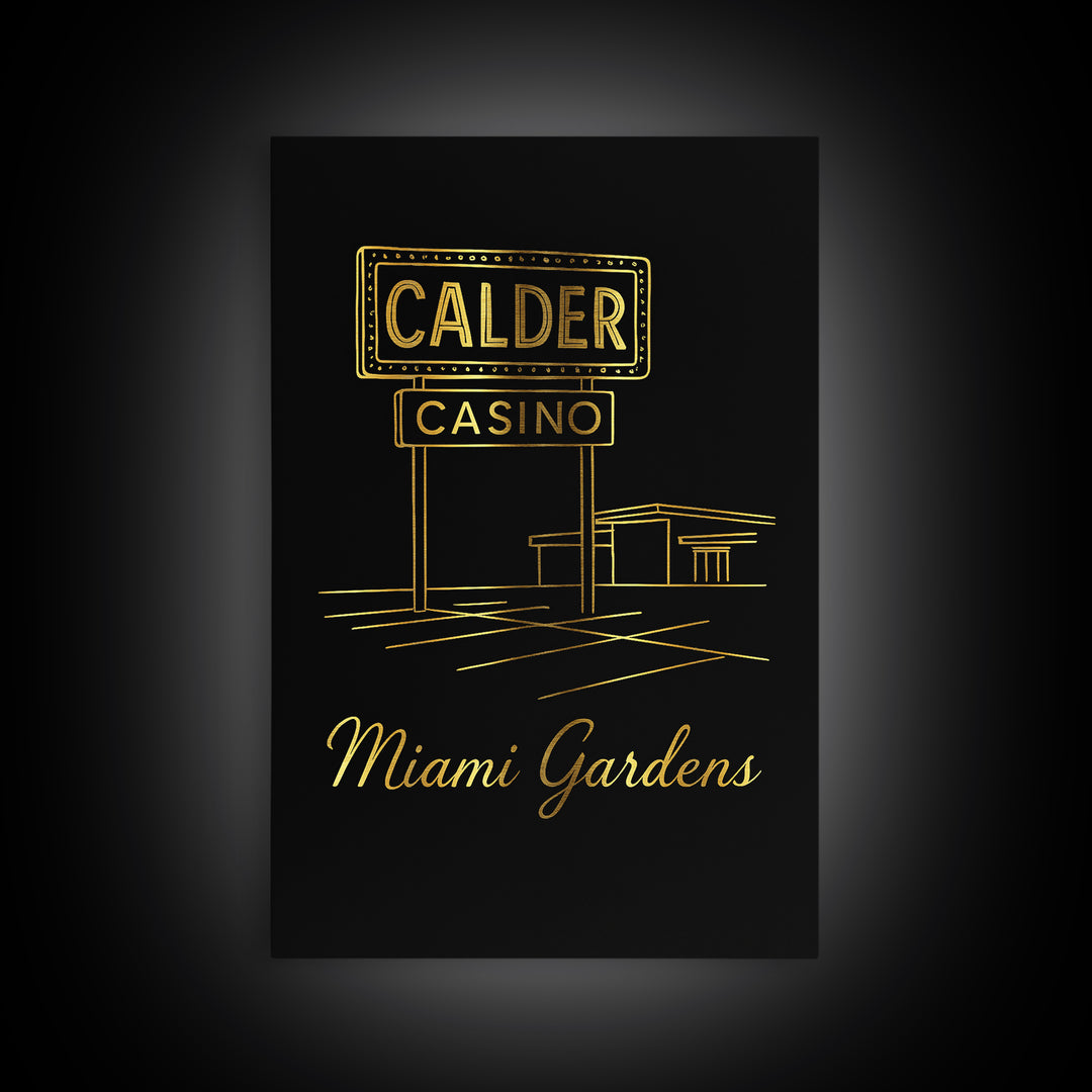 Miami Gardens Travel Poster, Canvas Print, Black Gold Minimalist Art, Miami Gardens City Art, City Travel Prints, Travel Wall Art