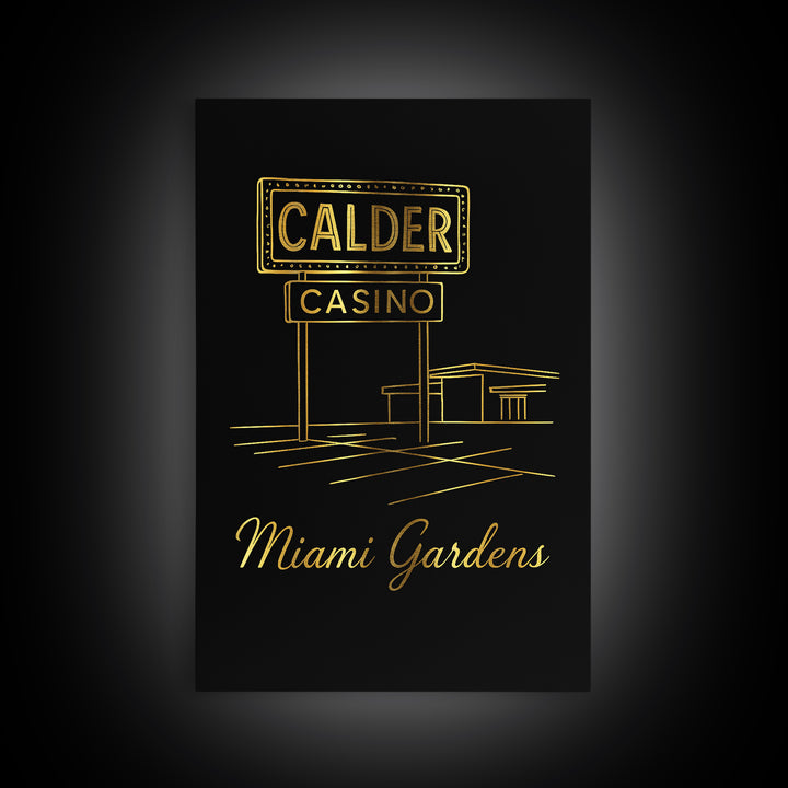 Miami Gardens Travel Poster, Canvas Print, Black Gold Minimalist Art, Miami Gardens City Art, City Travel Prints, Travel Wall Art