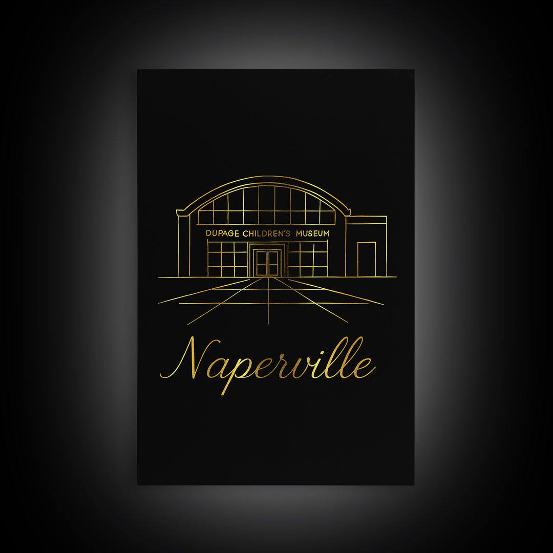 Naperville Travel Poster, Canvas Print, Dark Minimalist Wall Art, Naperville Travel Art, Travel Art Print, Wanderlust Decor, Home Decor