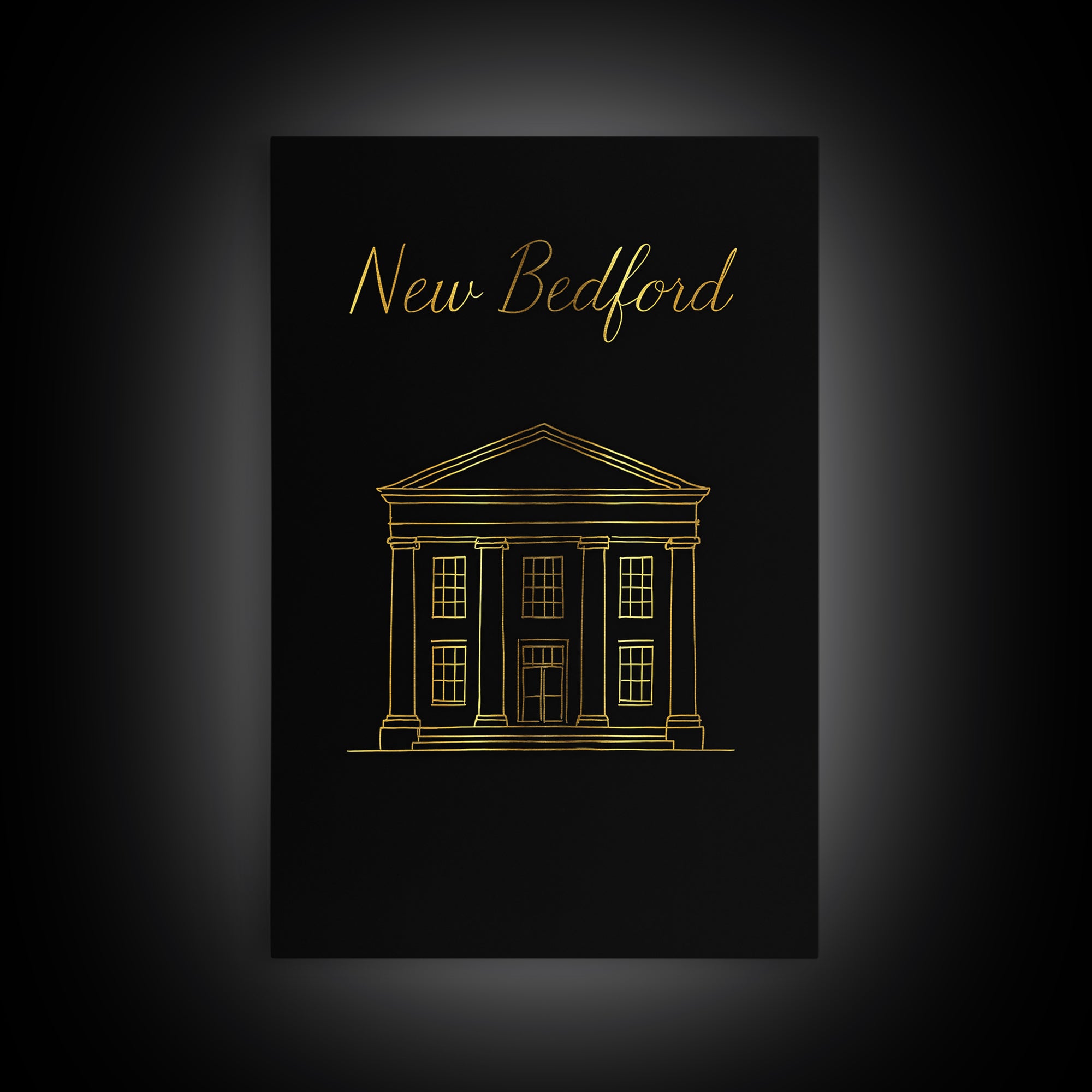 New Bedford Massachusetts Travel Poster, Canvas Print, Black Gold Minimalist Art, New Bedford Art Print, Retro Travel Print, Wall Decor