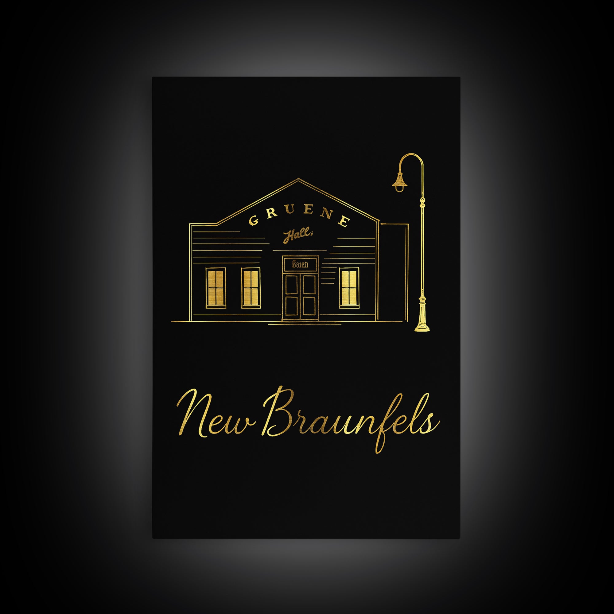 New Braunfels Travel Poster, Canvas Print, Minimalist Gold Line Art, New Braunfels City Art, Modern Wall Decor, Travel Wall Art