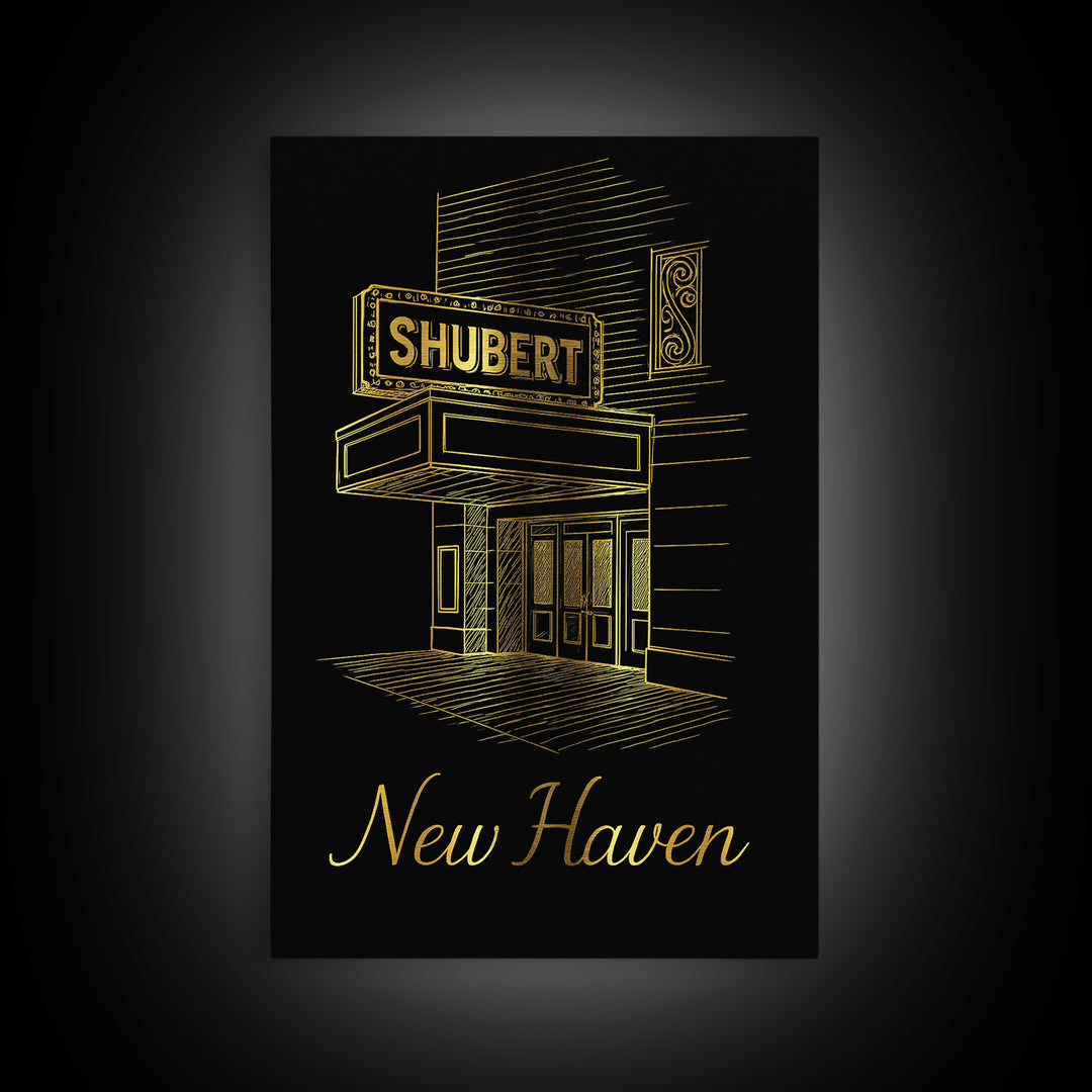 New Haven Travel Poster, Canvas Print, Minimalist Gold Line Art, New Haven Art Print, City Art Print, Travel Wall Art, Vintage City Poster