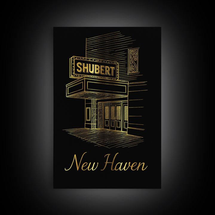 New Haven Travel Poster, Canvas Print, Minimalist Gold Line Art, New Haven Art Print, City Art Print, Travel Wall Art, Vintage City Poster