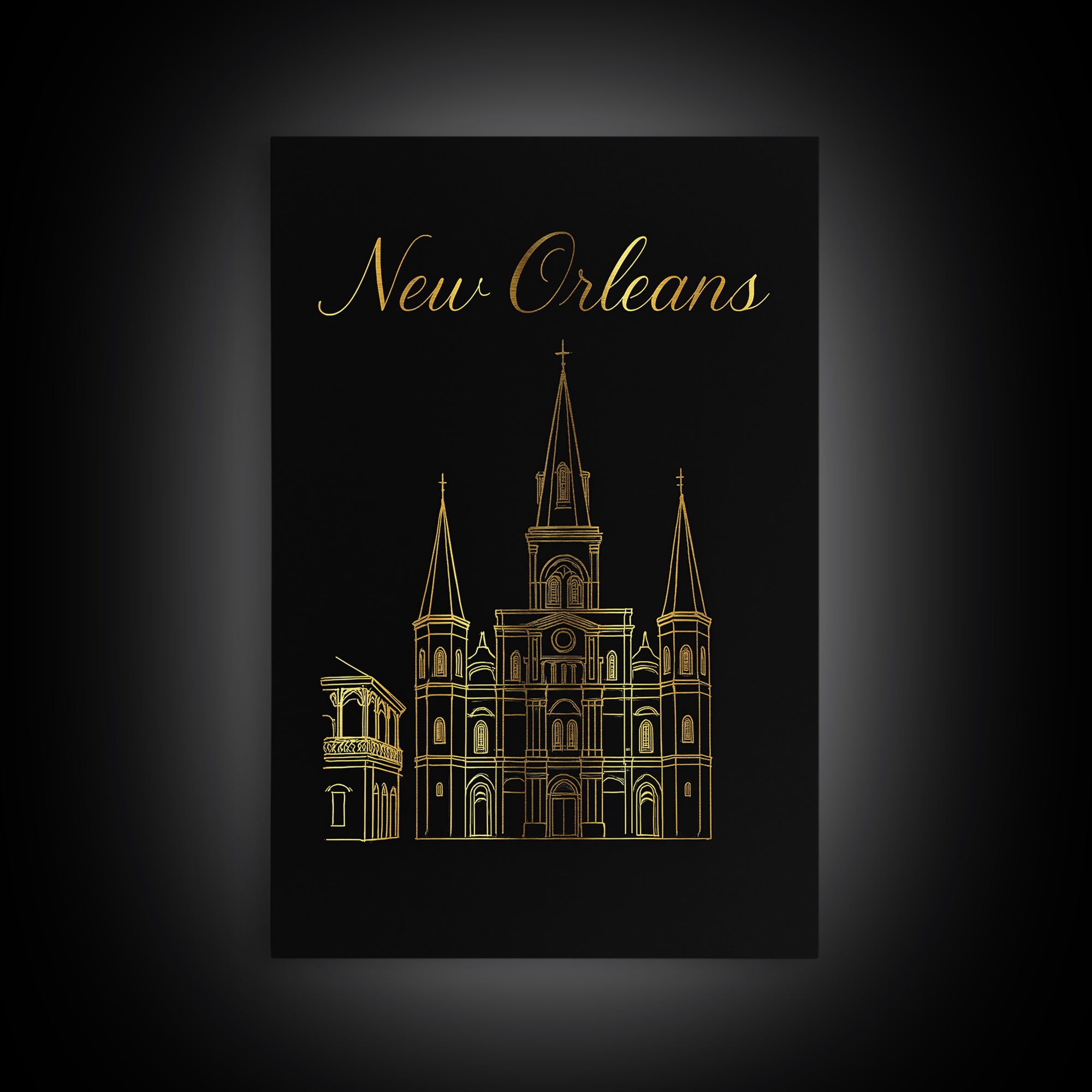 New Orleans Louisiana Travel Poster, Canvas Print, Black Gold Minimalist Art, New Orleans Poster Print, Travel Poster Set, Travel Prints