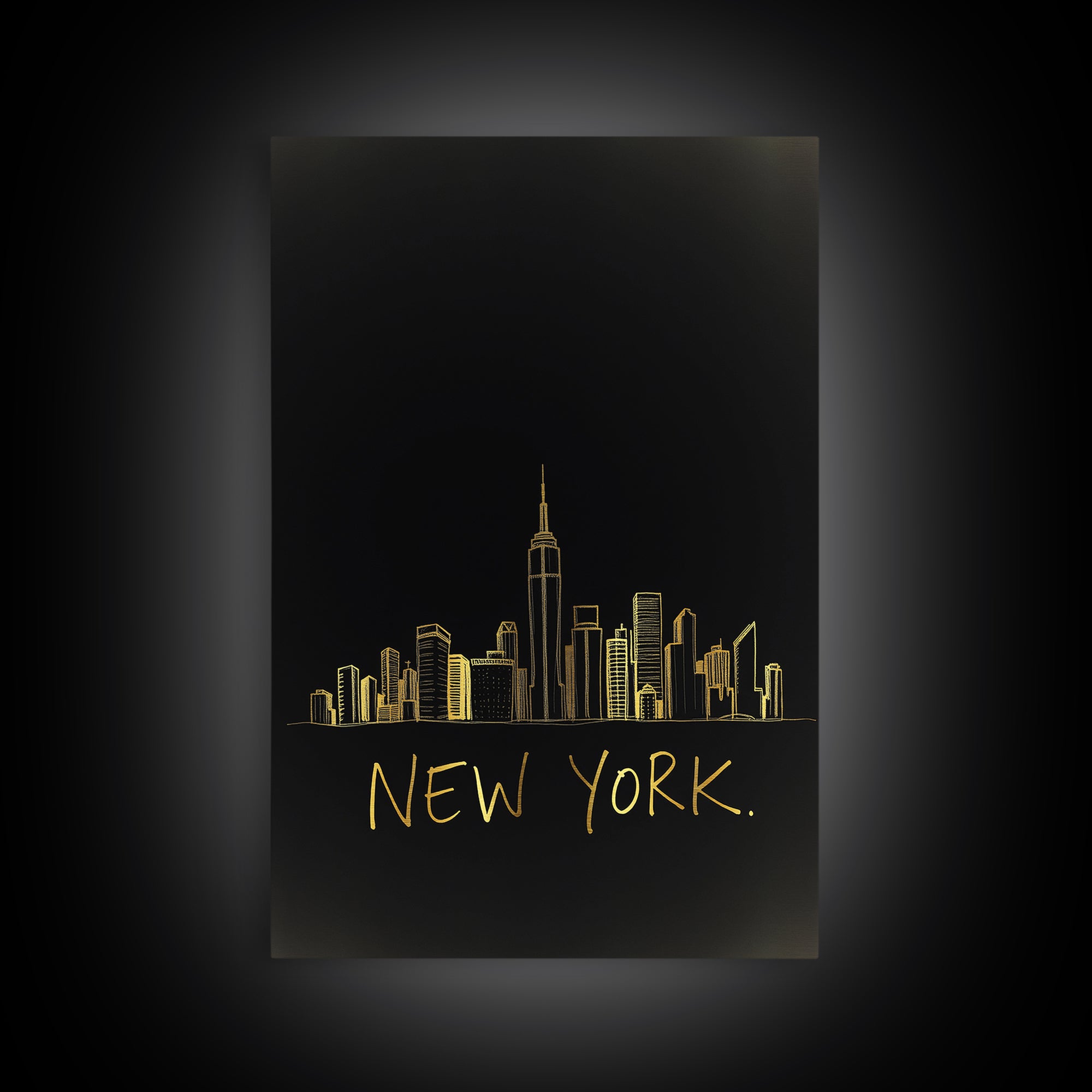 New York Travel Poster, Canvas Print, Minimalist Gold Line Art, New York Poster Print, Travel Poster Art, Travel Wall Decor, City Poster