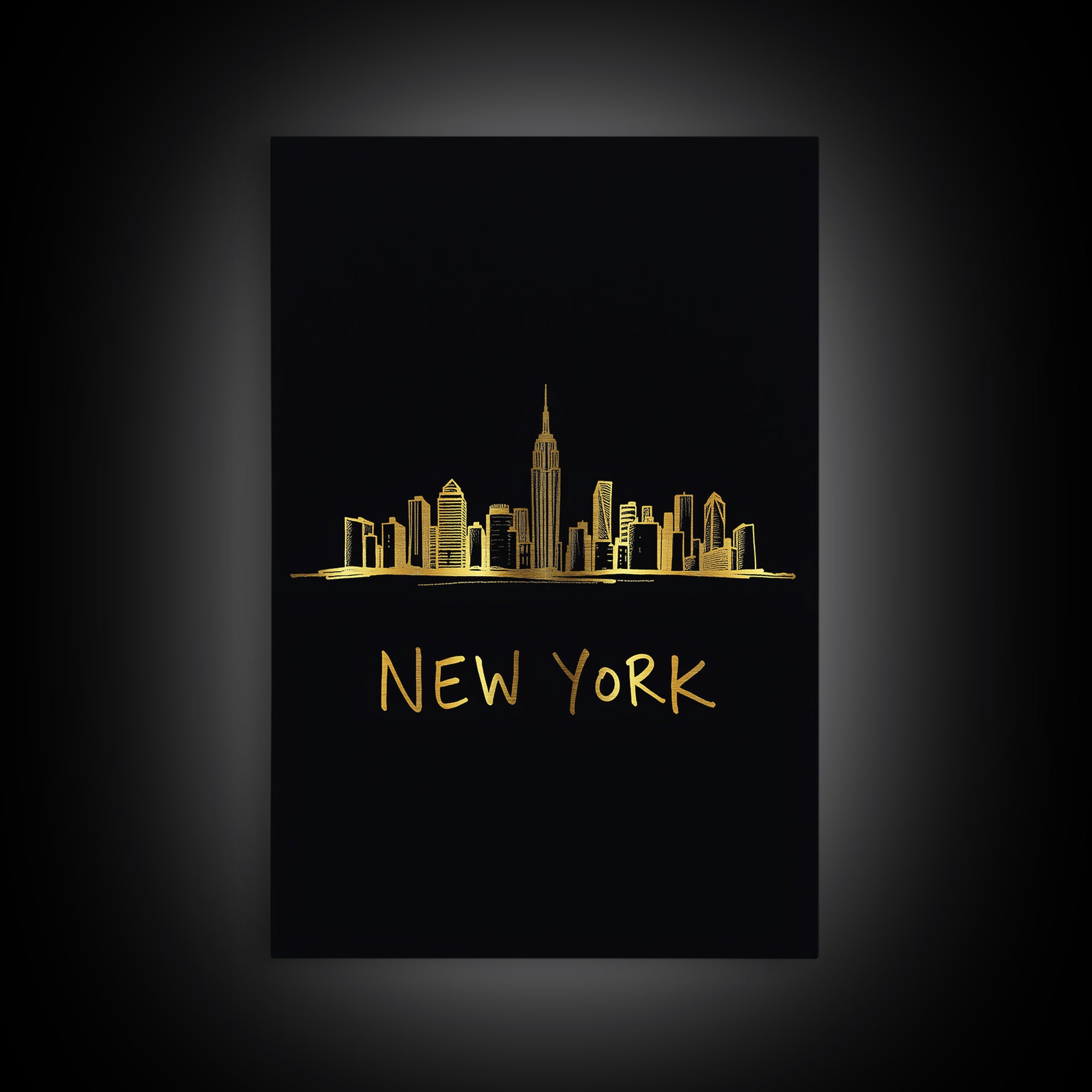 New York Travel Poster, Canvas Print, Black Gold Minimalist Art, New York Travel Art, Eclectic Wall Decor, City Art Print, Poster Print