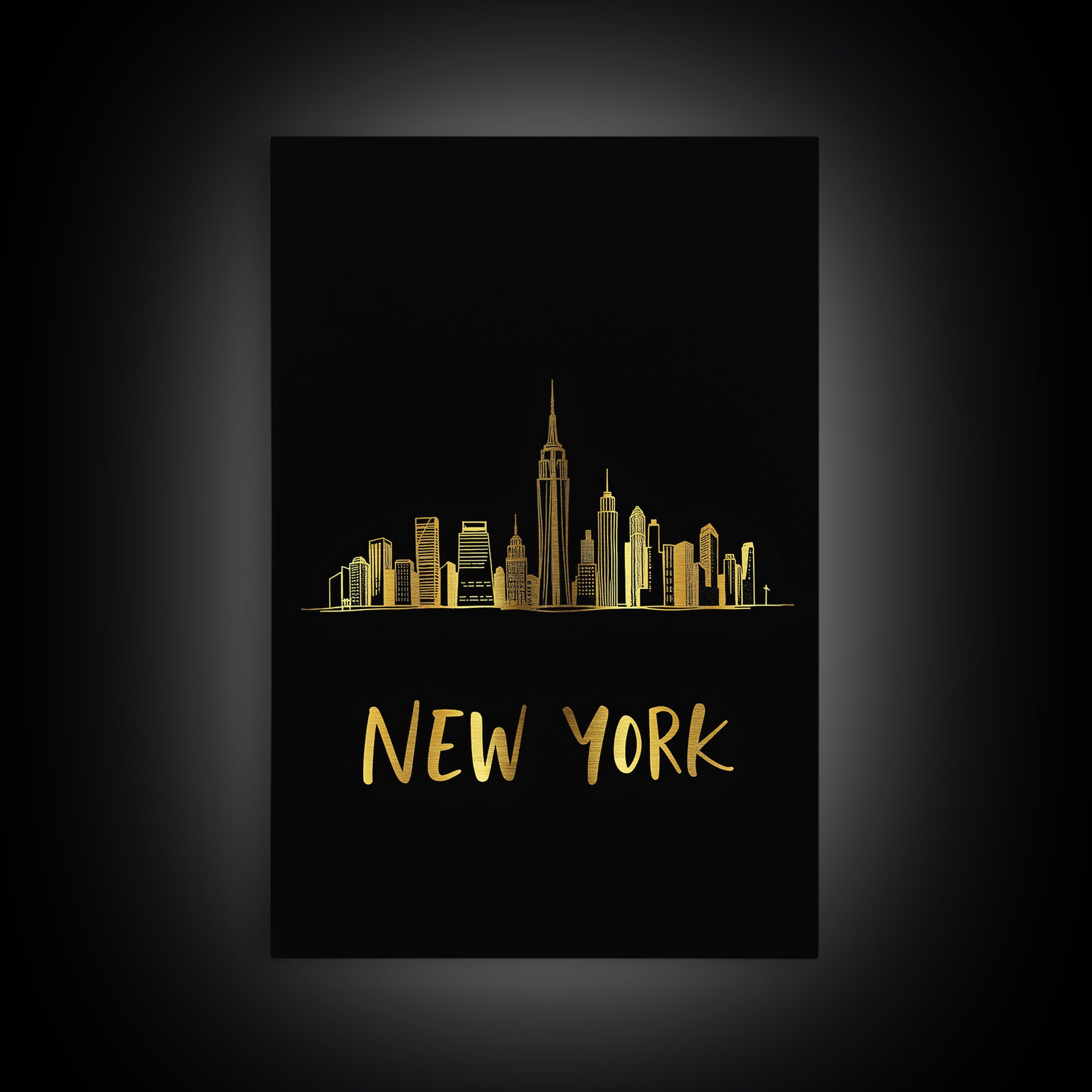 New York Travel Poster, Canvas Print, Minimalist Gold Line Art, New York Poster Print, Wanderlust Decor, Eclectic Wall Decor, Poster Art