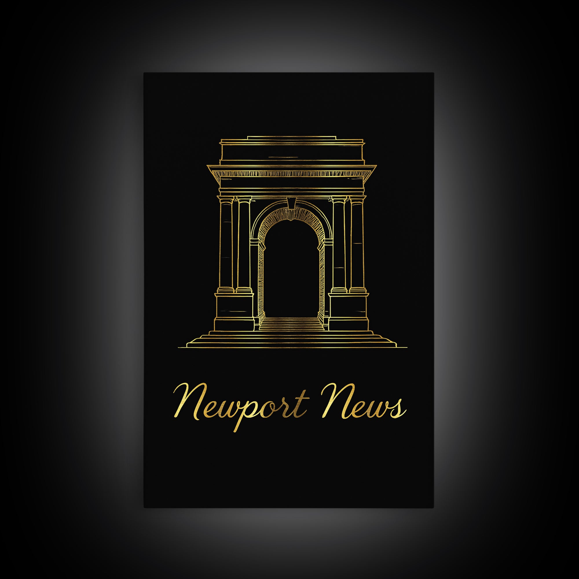 Newport News Travel Poster, Framed Canvas Print, Dark Minimalist Wall Art, Newport News Travel Art, Wanderlust Decor, Eclectic Wall Decor