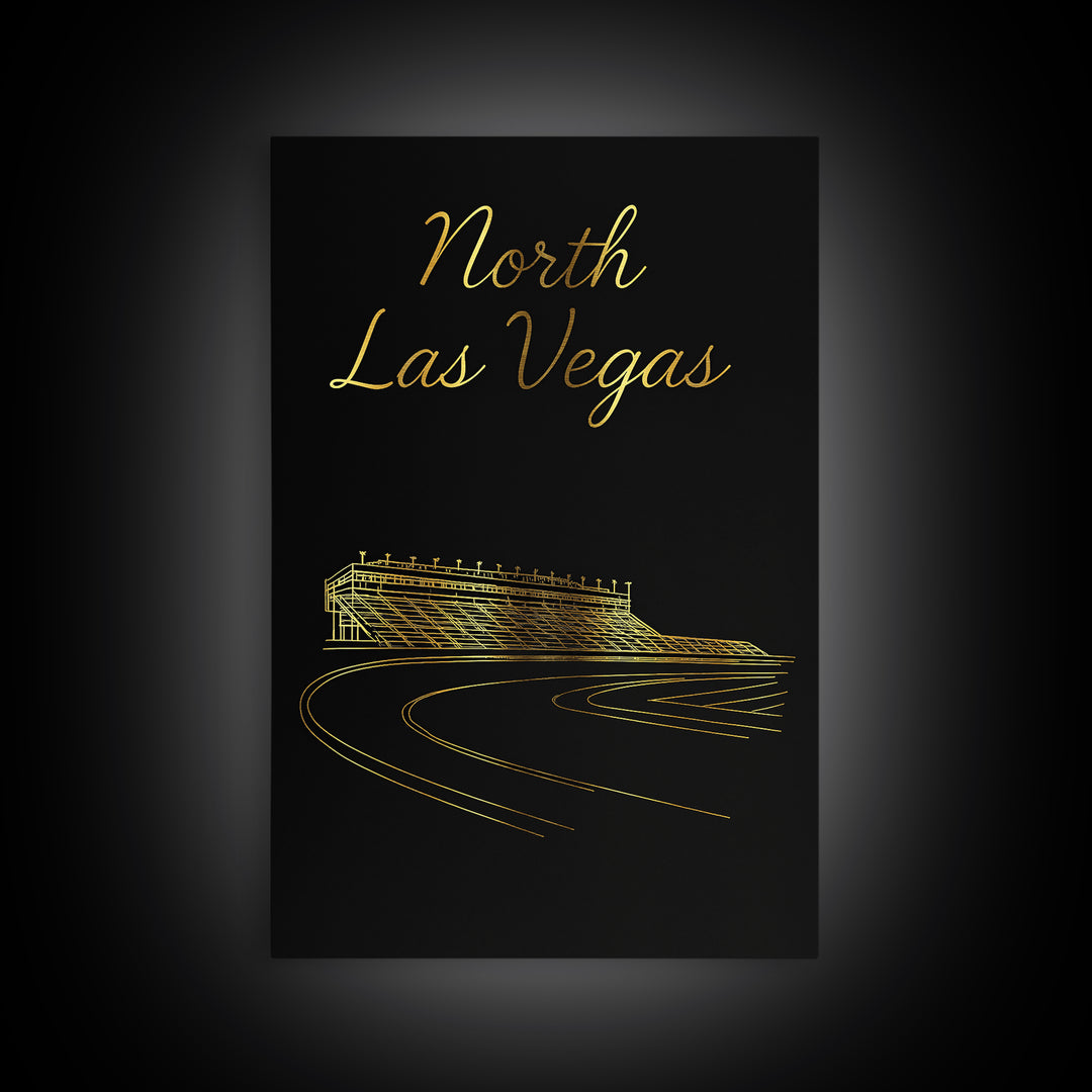 North Las Vegas Travel Poster, Framed Canvas Print, Minimalist Gold Line Art, North Las Vegas Art Print, Travel Poster Set, City Poster