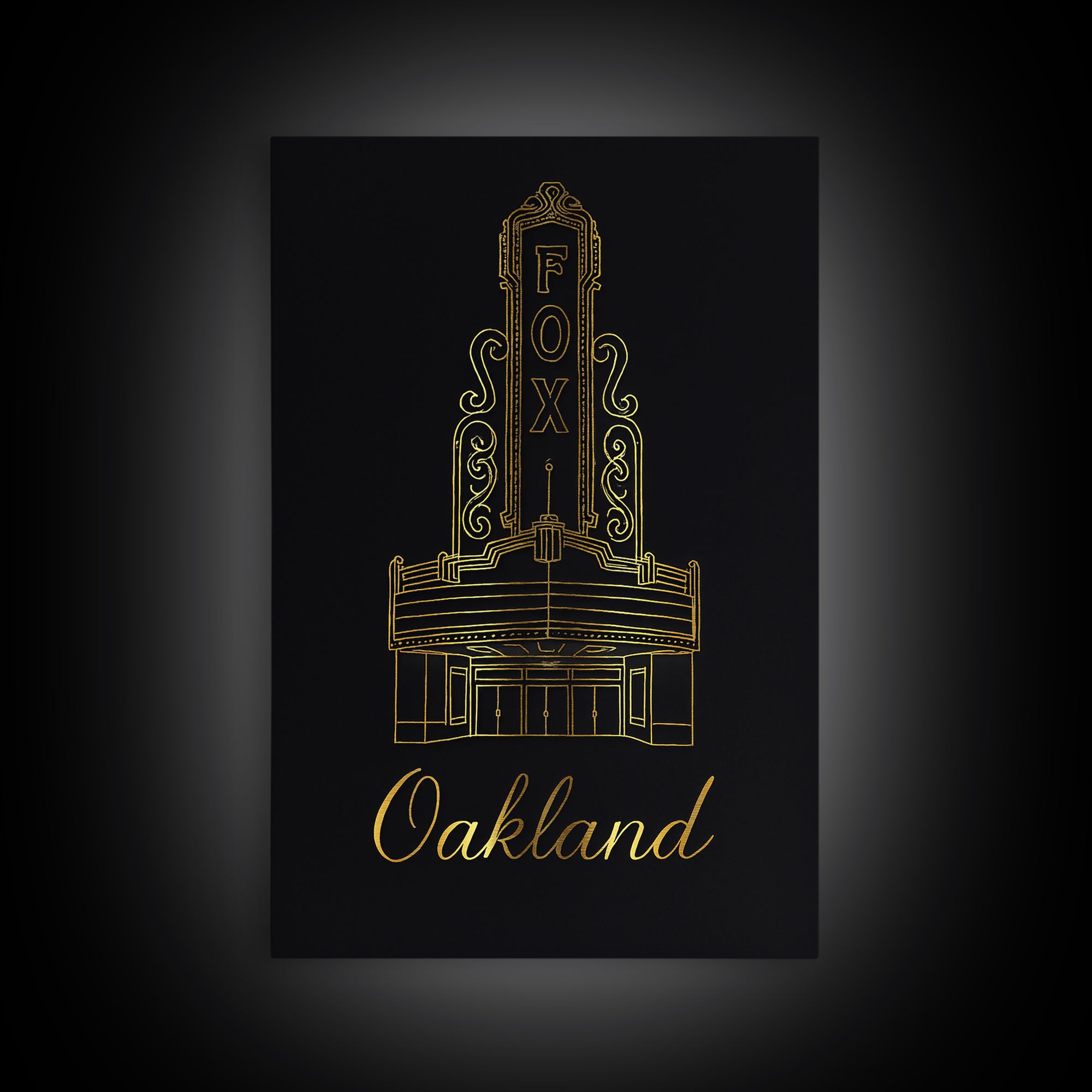 Oakland California Travel Poster, Canvas Print, Gold Outline Poster Art, Oakland City Art, Travel Poster Set, Gift For Travelers, Home Decor