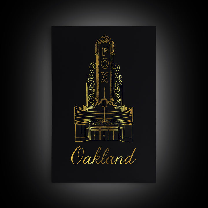 Oakland California Travel Poster, Canvas Print, Gold Outline Poster Art, Oakland City Art, Travel Poster Set, Gift For Travelers, Home Decor