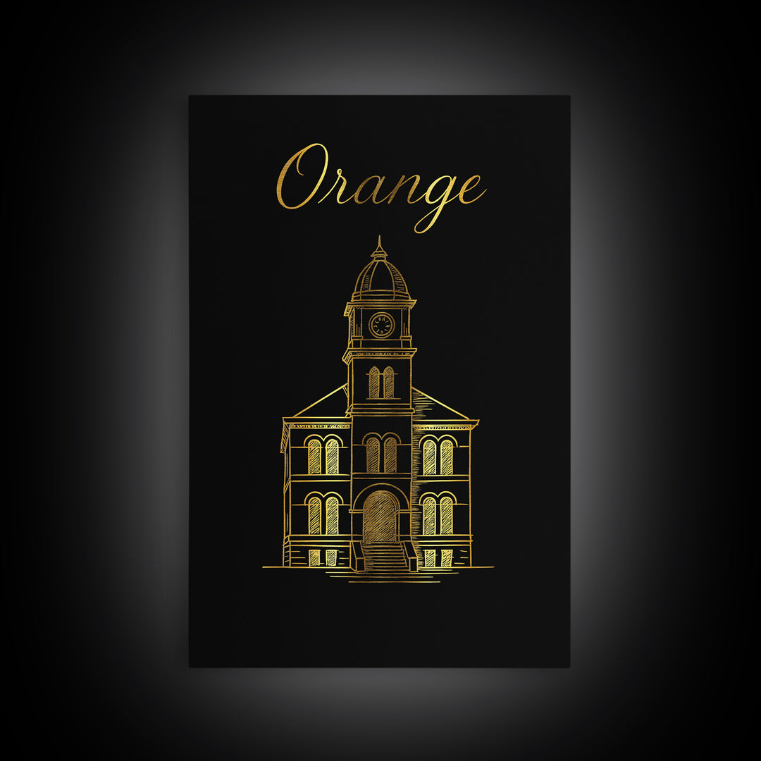 Orange California Travel Poster, Canvas Print, Black Gold Minimalist Art, Orange Travel Art, Travel Poster Set, Art Print, Landscape Art