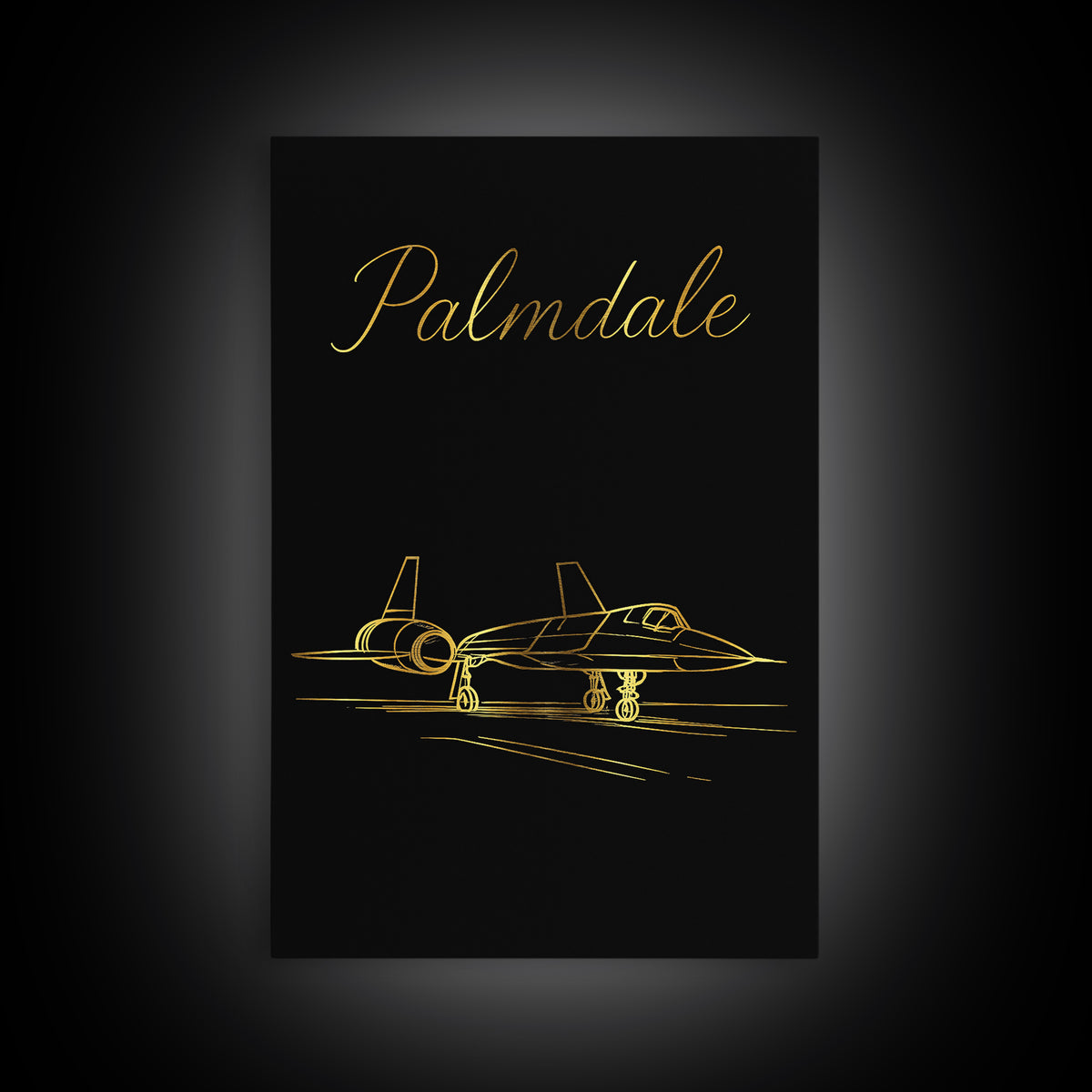 Palmdale California Travel Poster, Canvas Print, Gold Outline Poster Art, Palmdale Art Print, Wall Decor, Wall Art, Fine Art Print