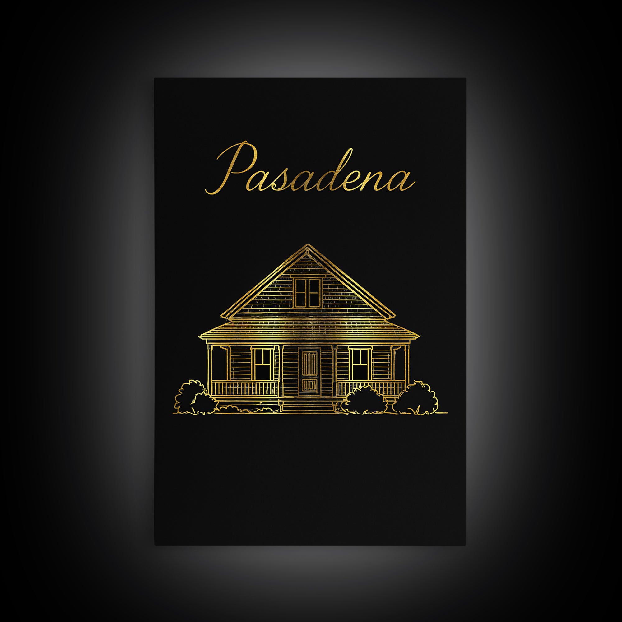Pasadena California Travel Poster, Canvas Print, Dark Minimalist Wall Art, Pasadena Poster Print, Travel Poster Art, Gift For Travelers