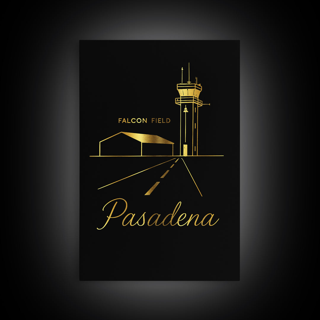 Pasadena Travel Poster, Framed Canvas Print, Black Gold Minimalist Art, Pasadena City Art, Fine Art Print, Travel Poster Art, Wall Art