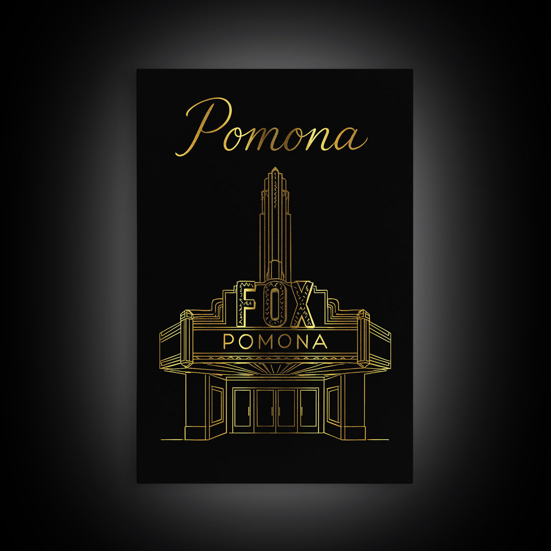 Pomona Travel Poster, Framed Canvas Print, Black Gold Minimalist Art, Pomona Wall Art, Travel Art Print, Travel Poster Set, Fine Art Print