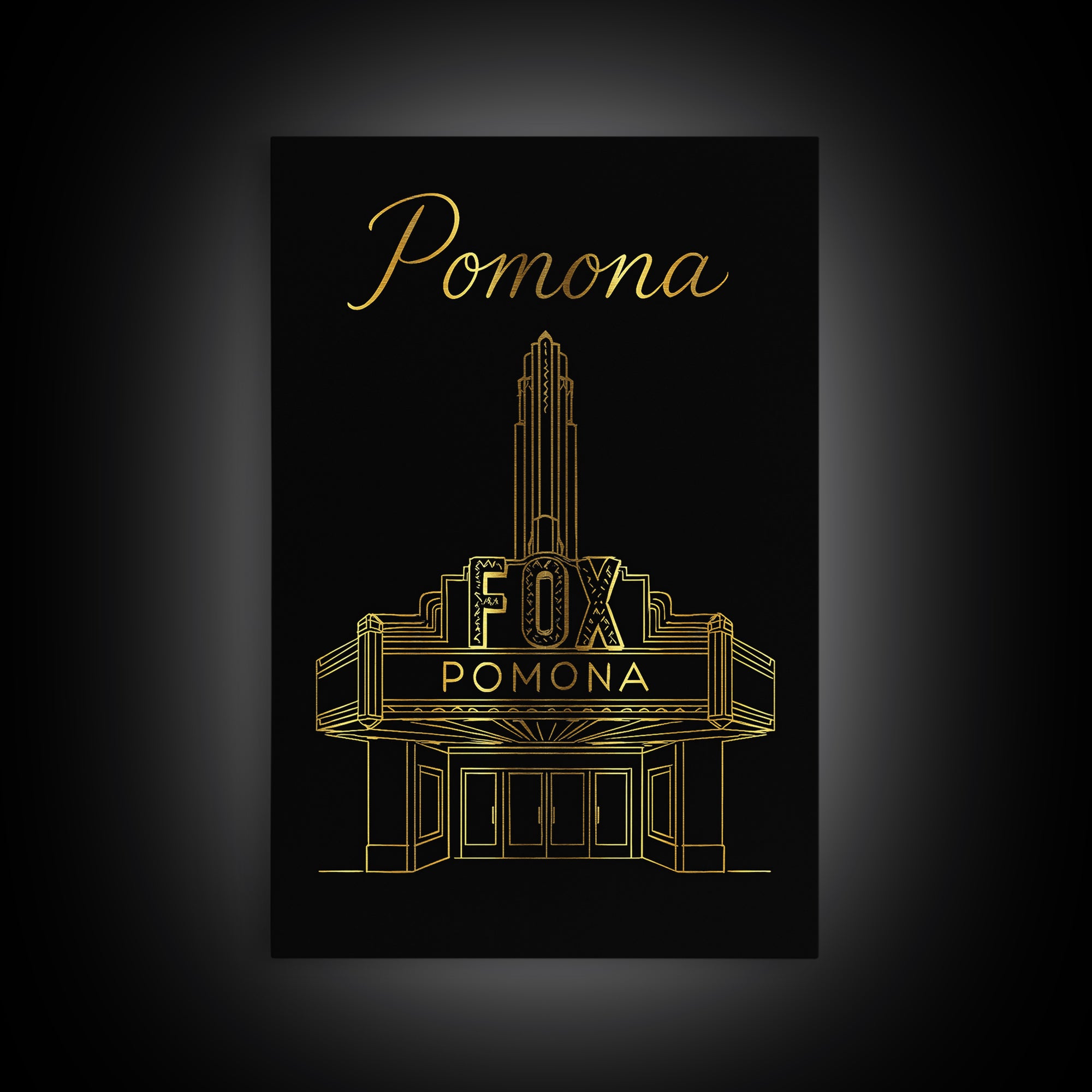 Pomona Travel Poster, Framed Canvas Print, Black Gold Minimalist Art, Pomona Wall Art, Travel Art Print, Travel Poster Set, Fine Art Print