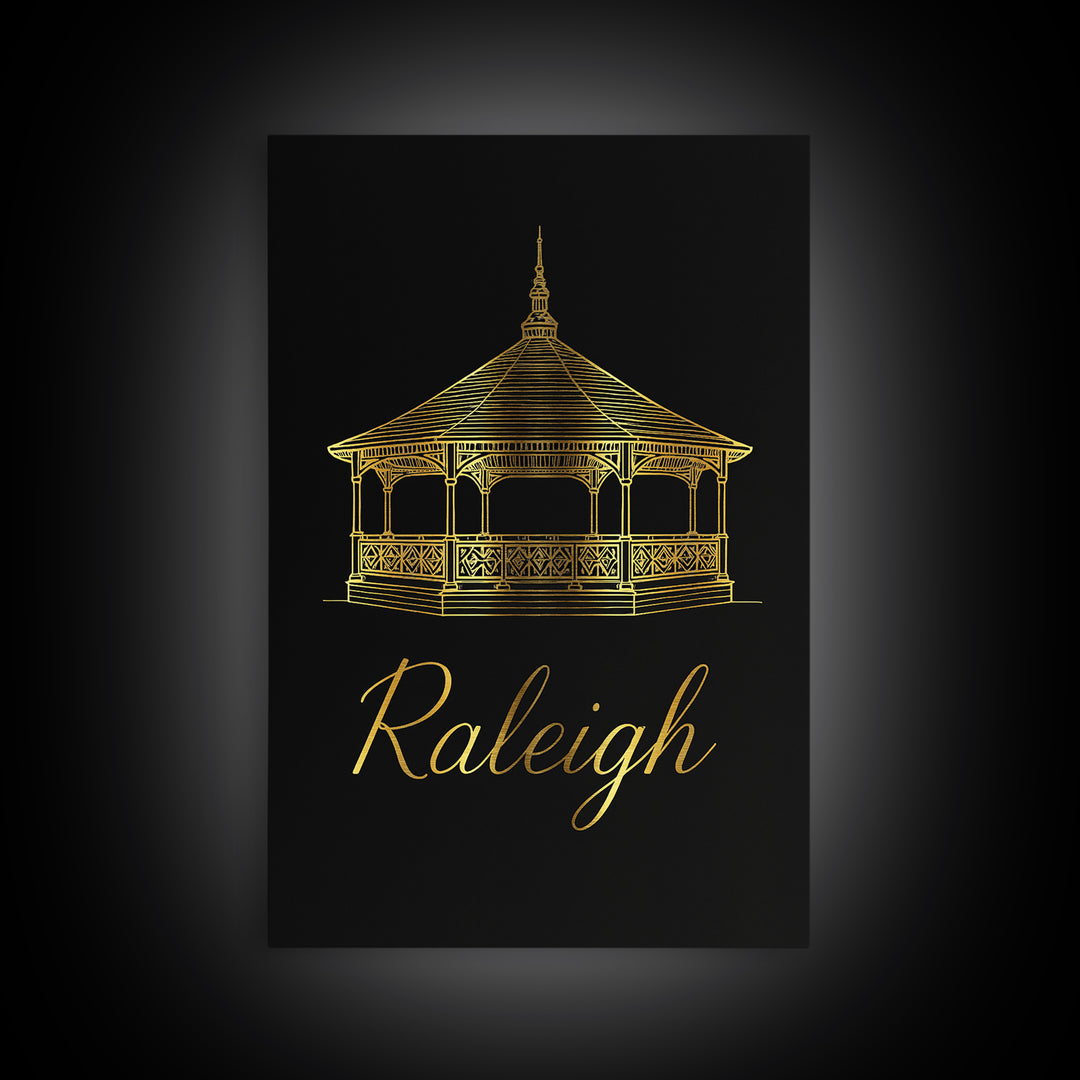 Raleigh Travel Poster, Framed Canvas Print, Dark Minimalist Wall Art, Raleigh City Art, Travel Poster Art, Fine Art Print, Poster Print