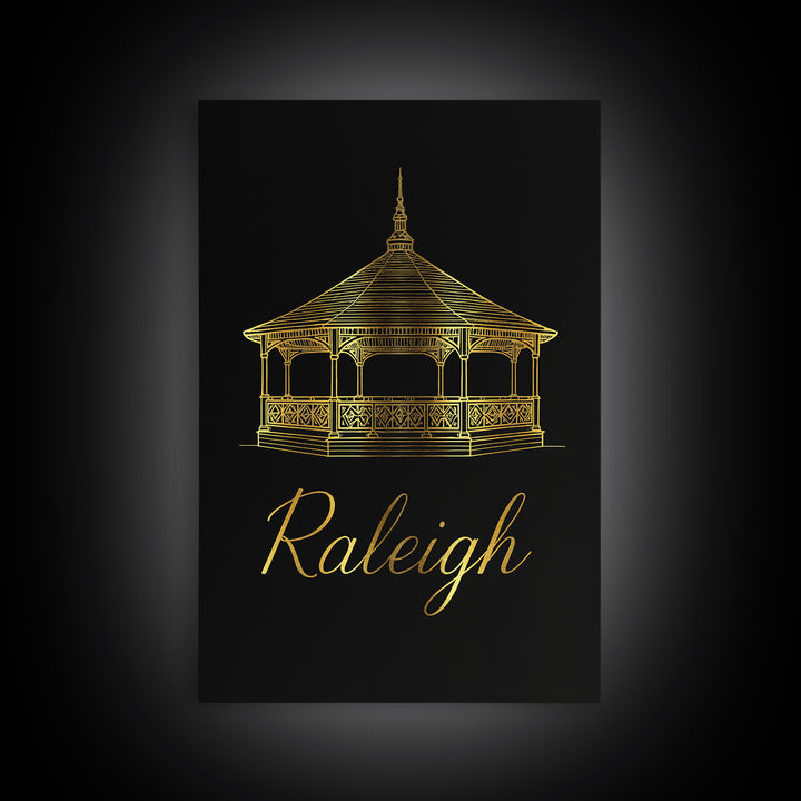 Raleigh Travel Poster, Framed Canvas Print, Dark Minimalist Wall Art, Raleigh City Art, Travel Poster Art, Fine Art Print, Poster Print