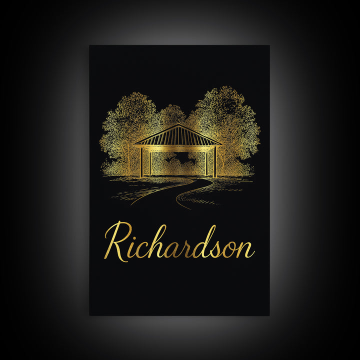 Richrdson Travel Poster, Framed Canvas Print, Dark Minimalist Wall Art, Richrdson Art Print, Travel Poster Art, City Art Print