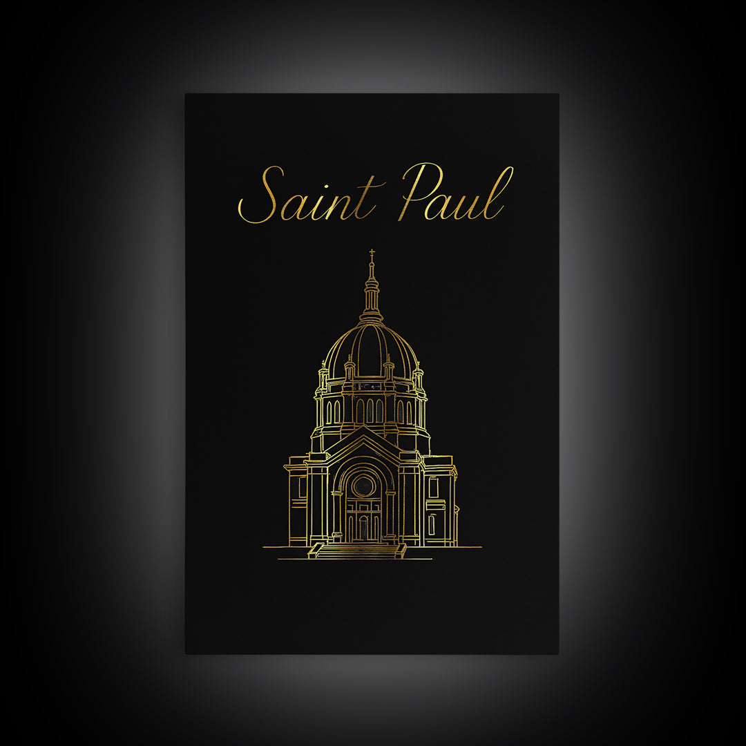 Saint Paul Travel Poster, Canvas Print, Minimalist Gold Line Art, Saint Paul City Art, Travel Wall Art, Fine Art Print, Eclectic Wall Decor
