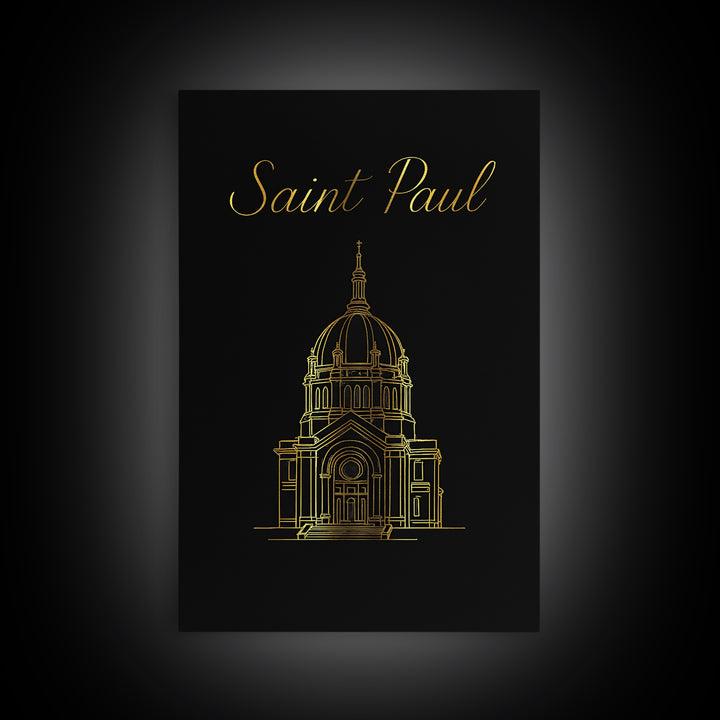 Saint Paul Travel Poster, Canvas Print, Minimalist Gold Line Art, Saint Paul City Art, Travel Wall Art, Fine Art Print, Eclectic Wall Decor