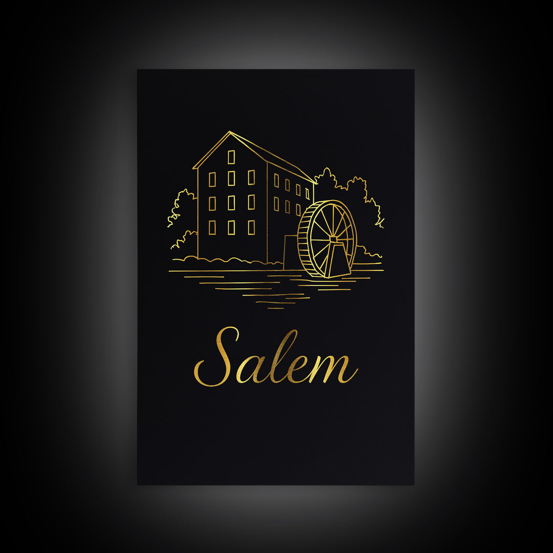 Salem Oregon Travel Poster, Canvas Print, Minimalist Gold Line Art, Salem Art Print, Travel Wall Art, Travel Poster Set, Travel Poster Art
