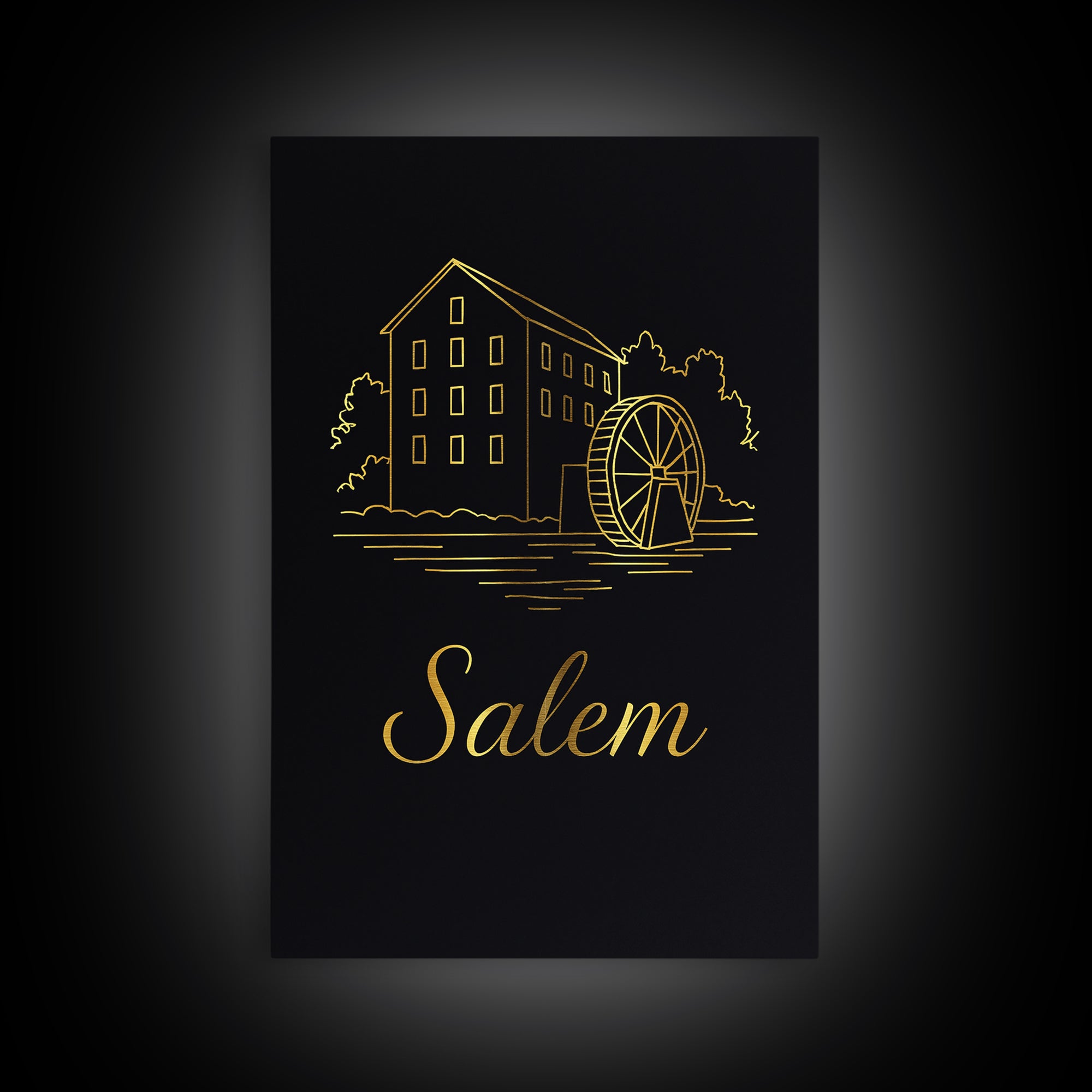 Salem Oregon Travel Poster, Canvas Print, Minimalist Gold Line Art, Salem Art Print, Travel Wall Art, Travel Poster Set, Travel Poster Art