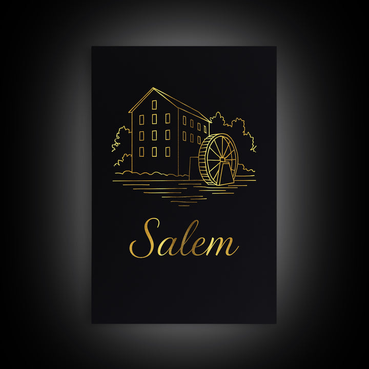 Salem Oregon Travel Poster, Canvas Print, Minimalist Gold Line Art, Salem Art Print, Travel Wall Art, Travel Poster Set, Travel Poster Art