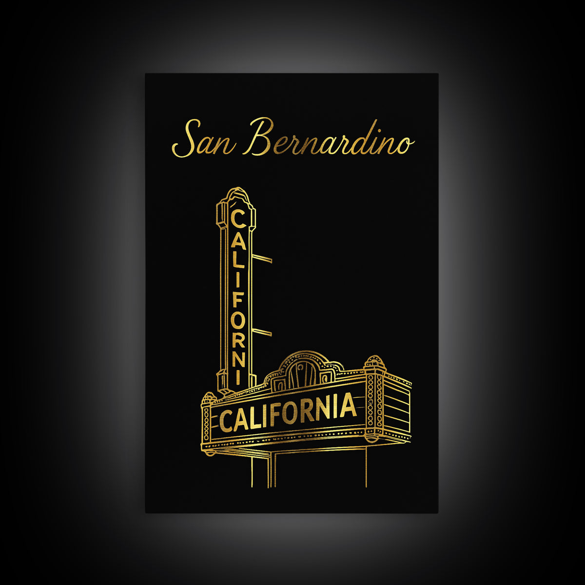 San Bernardino California Travel Poster, Canvas Print, Dark Minimalist Wall Art, San Bernardino Travel Art, Retro Travel Print, Retro Poster
