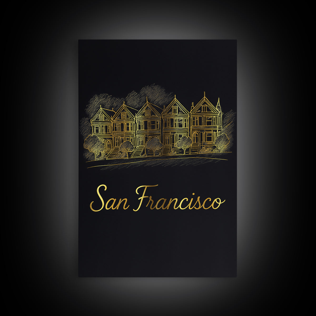 San Francisco California Travel Poster, Canvas Print, Dark Minimalist Wall Art, San Francisco Travel Art, Living Room Wall Art, Travel Gift