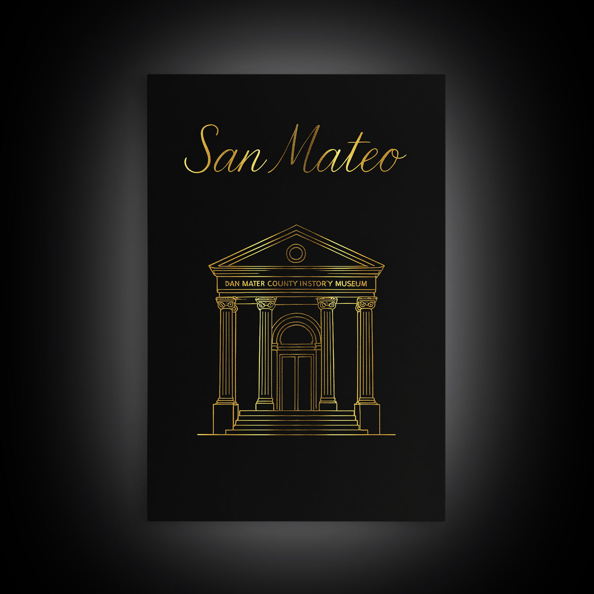 San Mateo Travel Poster, Canvas Print, Gold Outline Poster Art, San Mateo Travel Art, Travel Poster Art, Vintage City Art, Travel Prints