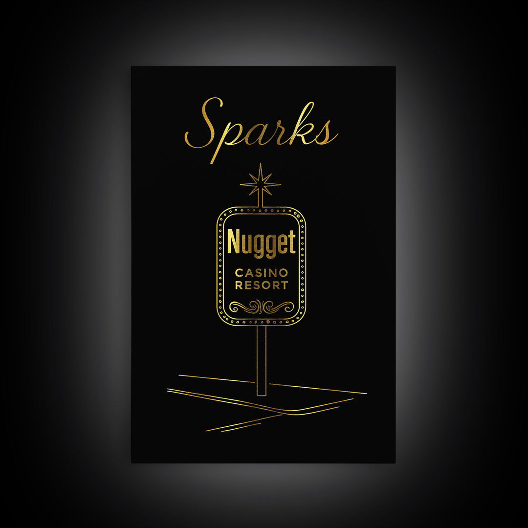 Sparks Travel Poster, Canvas Print, Minimalist Gold Line Art, Sparks Art Print, Travel Wall Art, Fine Art Print, Retro Travel Print