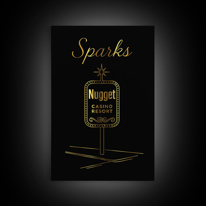 Sparks Travel Poster, Canvas Print, Minimalist Gold Line Art, Sparks Art Print, Travel Wall Art, Fine Art Print, Retro Travel Print