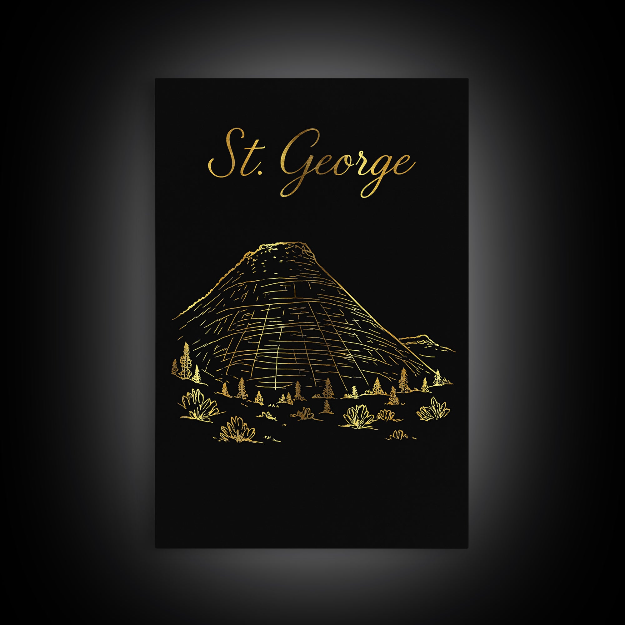 St George Travel Poster, Canvas Print, Black Gold Minimalist Art, St George Wall Art, City Travel Prints, Travel Art Print, Fine Art Print