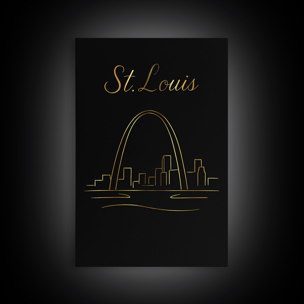 St Louis Travel Poster, Canvas Print, Dark Minimalist Wall Art, St Louis Art Print, Home Office Decor, City Illustration, Wanderlust Decor