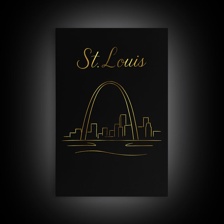St Louis Travel Poster, Canvas Print, Dark Minimalist Wall Art, St Louis Art Print, Home Office Decor, City Illustration, Wanderlust Decor