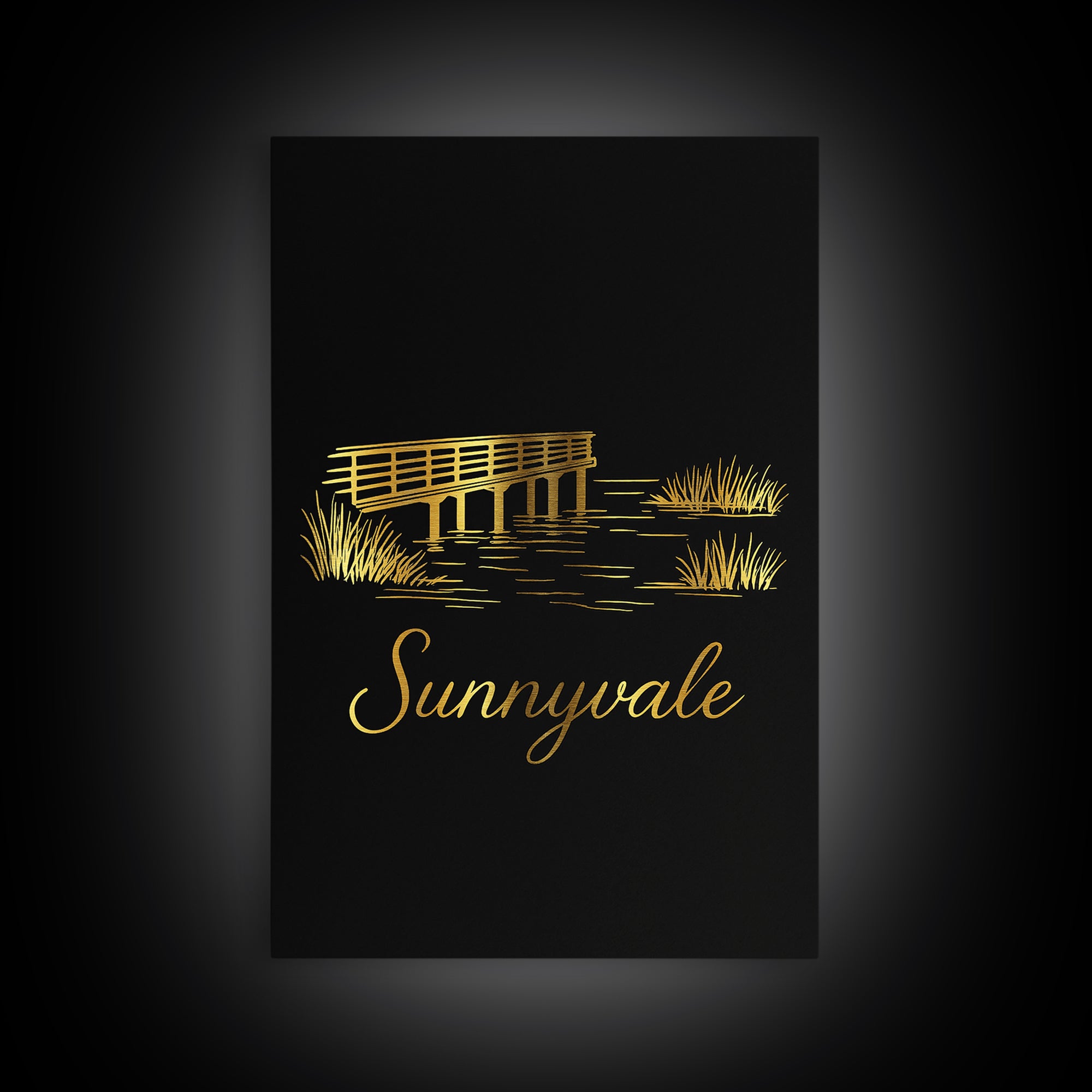 Sunnyvale Travel Poster, Canvas Print, Gold Outline Poster Art, Sunnyvale Poster Print, Travel Art Print, City Art Print, Home Office Decor
