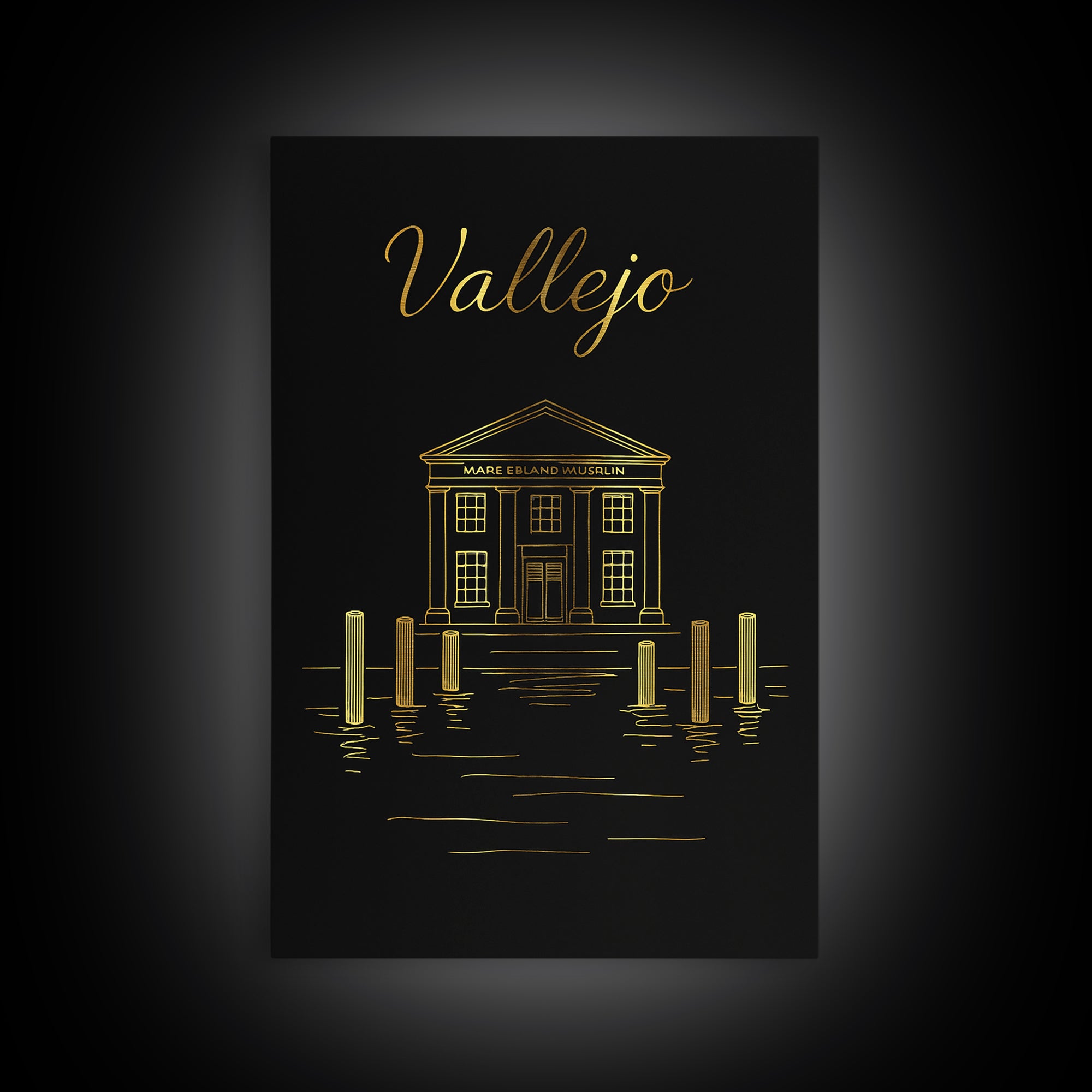Vallejo Travel Poster, Canvas Print, Minimalist Gold Line Art, Vallejo Art Print, City Illustration, Travel Poster Art, Modern Wall Decor