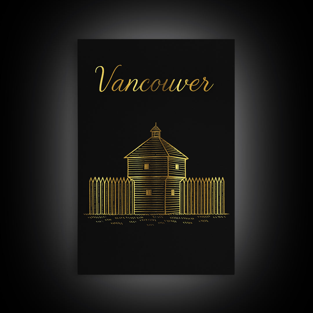 Vancouver Washington Travel Poster, Canvas Print, Dark Minimalist Wall Art, Vancouver Poster Print, City Travel Prints, Living Room Wall Art
