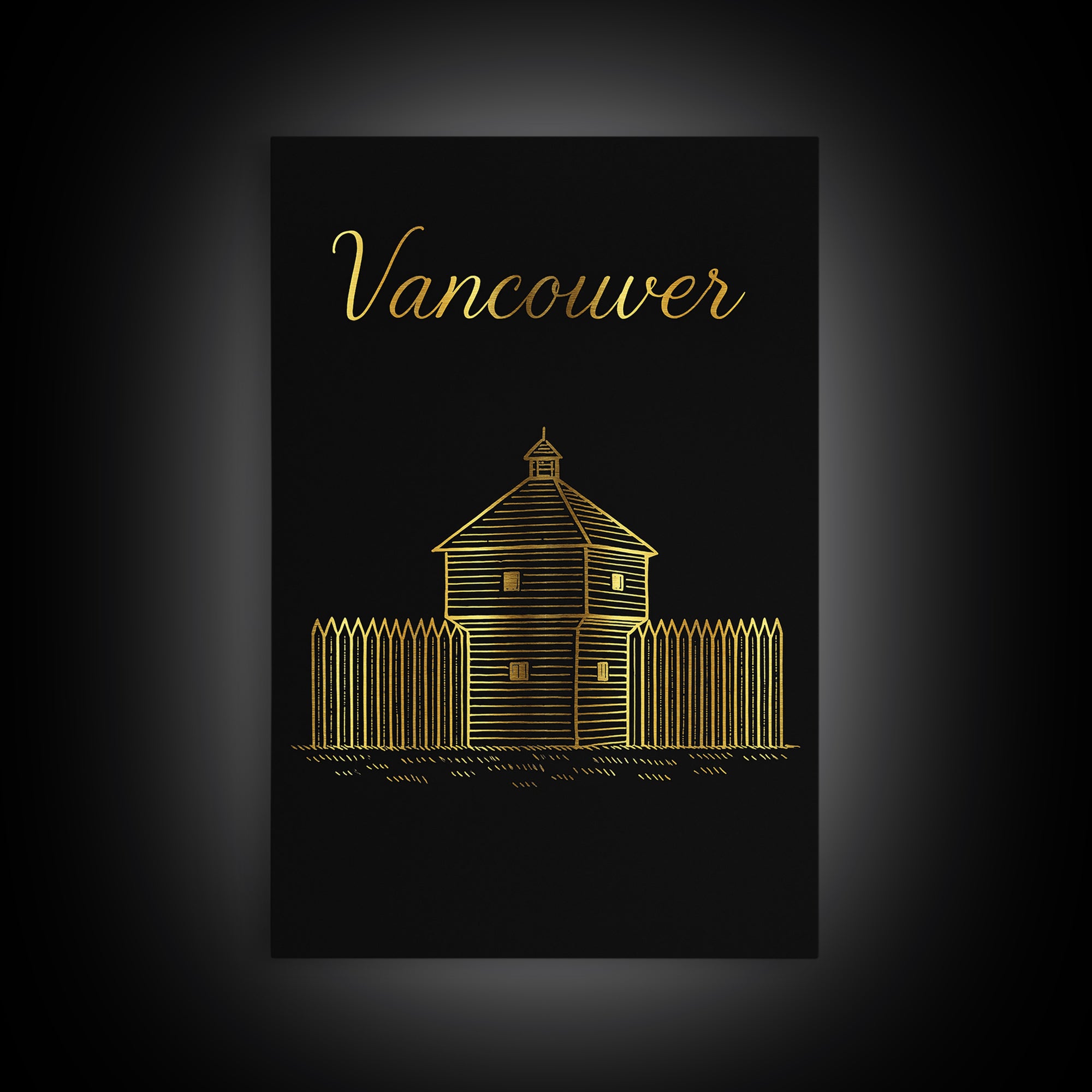 Vancouver Washington Travel Poster, Canvas Print, Dark Minimalist Wall Art, Vancouver Poster Print, City Travel Prints, Living Room Wall Art