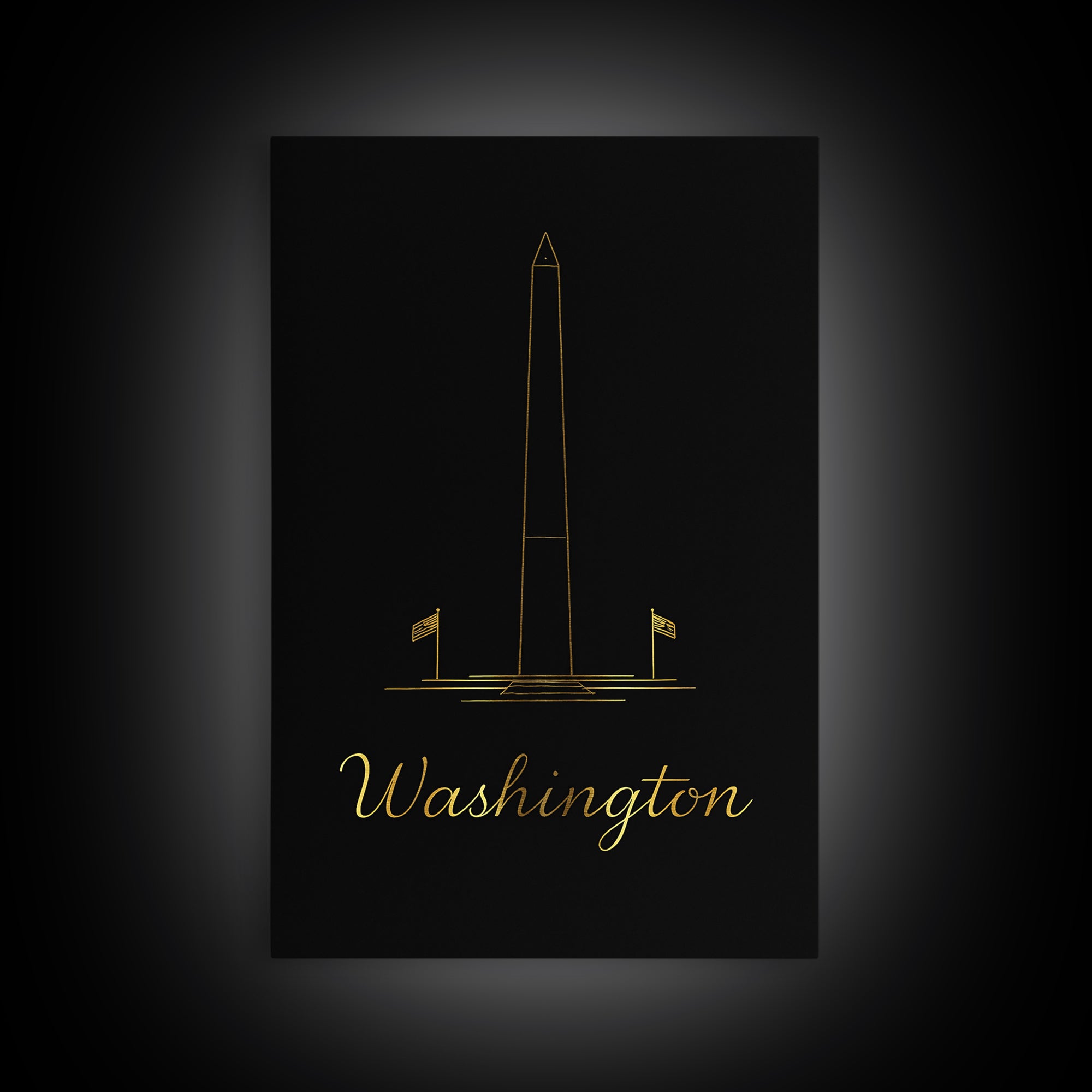 Washington DC Travel Poster, Framed Canvas Print, Dark Minimalist Wall Art, Washington DC Poster Print, City Travel Prints, Wall Art